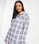 Missguided Shirt Dress In Blue Check-blues