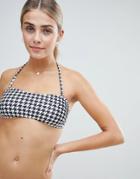 Le Palm Houndstooth Basic Bandeau Bikini Top - Multi