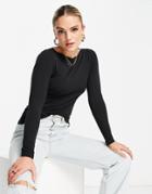 Vero Moda Cotton Blend Long Sleeve T-shirt In Black