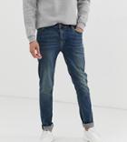 Asos Design Tall Skinny Jeans In Dark Wash Blue