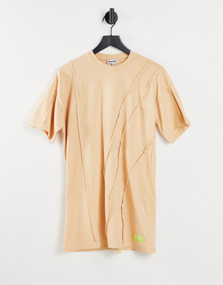 Public Desire Seam Detail Oversized T-shirt Dress Beige-neutral