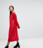 Monki Ruffle Contrast Sweat Dress - Red