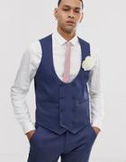 Asos Design Wedding Super Skinny Suit Vest In Stretch Cotton In Indigo Blue - Blue
