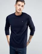 Farah Sweater In Merino Wool Slim Fit In Navy - Navy