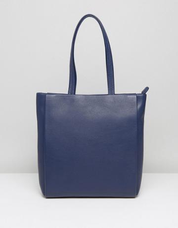 Jaeger Icon Leather Tote Bag - Navy