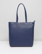 Jaeger Icon Leather Tote Bag - Navy