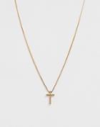 Asos Design Necklace With Ditsy Cross In Gold Tone - Gold