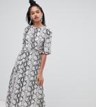 Miss Selfridge Midi Dress With Metal Trim In Snake Print