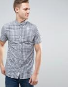 Jack & Jones Core Slim Fit Short Sleeve Shirt In Gingham - Black