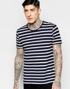 Minimum T-shirt With Breton Stripe In Navy - Dark Navy