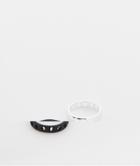 Asos Design 2 Pack Band Rings With Cross Cut Outs In Silver And Matte Black-multi