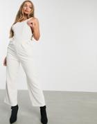 Asos Design X Back Corduroy Overalls In Winter White
