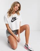 Nike Cropped Futura Logo T-shirt In White