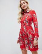 Club L Sleeve Printed Collar Detailed Shirt Dress - Multi