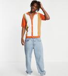 Reclaimed Vintage Inspired Knitted Shirt In Color Block-multi