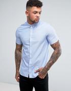 Fred Perry Slim Fit Classic Short Sleeve Oxford Shirt Blue - Blue