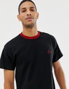 New Look Ringer T-shirt With Harlem Embroidery - Black