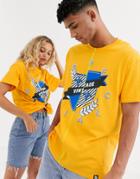 Reclaimed Vintage Unisex Spliced T-shirt With Logo Crest-yellow