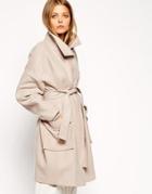 Asos Coat With Kimono Sleeve And Funnel Neck - Pink