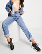 Asos Design Boyfriend Jean In Mid Blue-blues