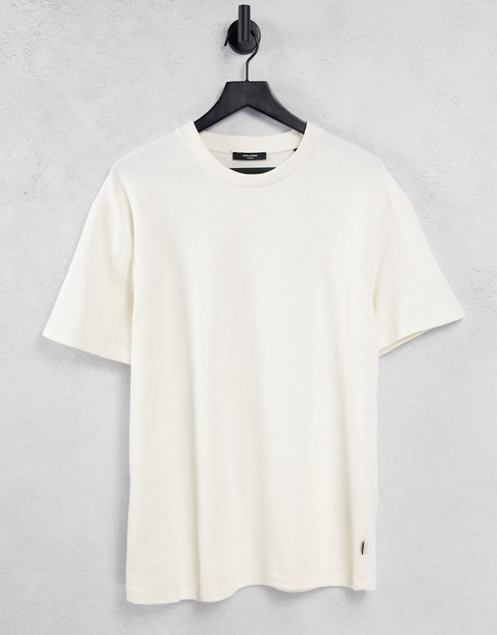 Jack & Jones Premium Knit Oversized T-shirt In Beige-neutral