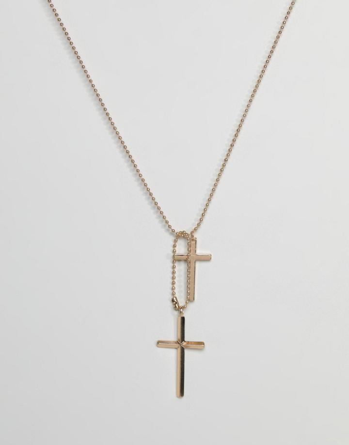 Aldo Double Cross Pendant Necklace In Gold - Gold