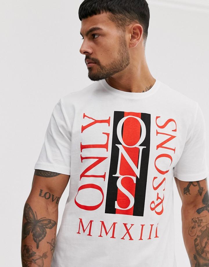 Only & Sons Logo Print T-shirt-white