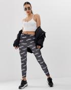 Asos Design Rib Legging With Tokyo Print-black