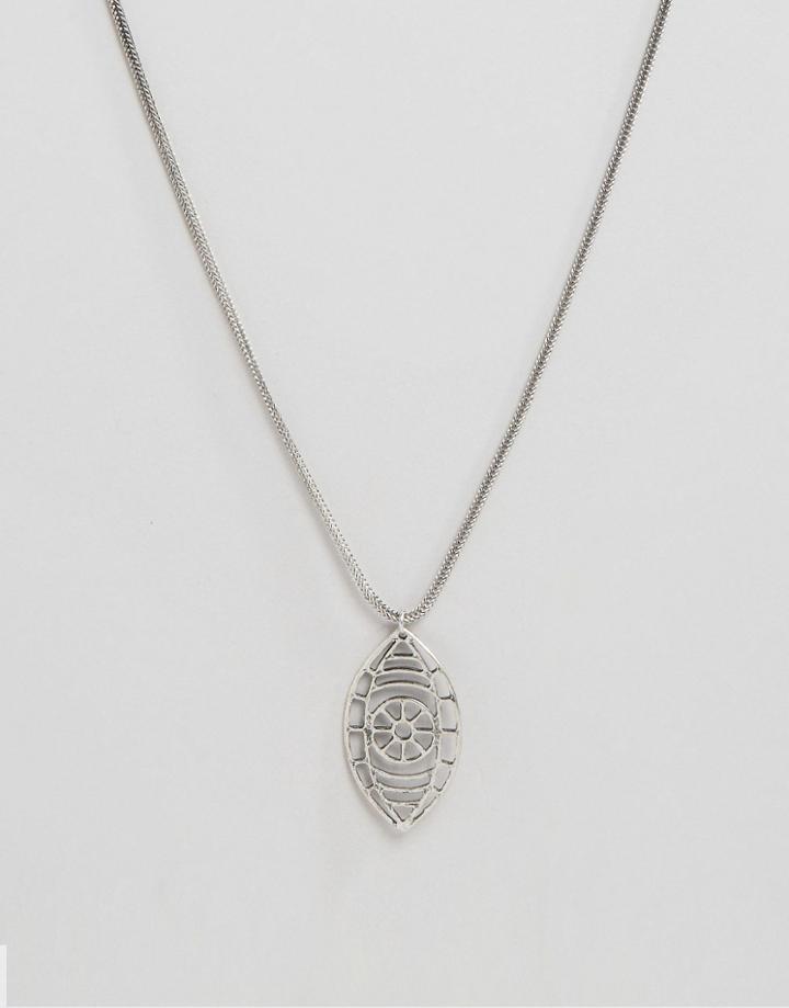 Asos Geo Eye Pendant Necklace In Silver - Silver