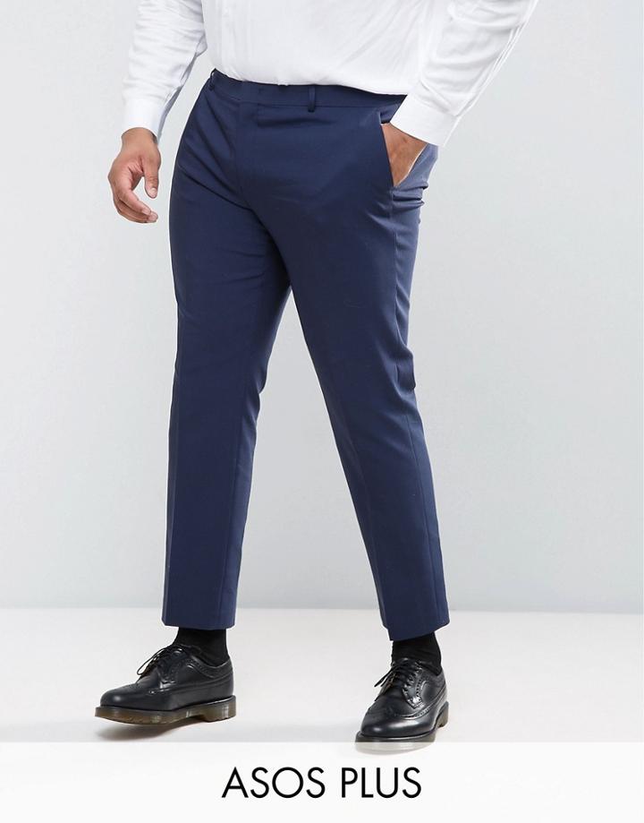 Asos Plus Wedding Skinny Suit Pant In Navy - Navy