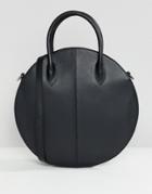 Asos Design Structured Leather Circle Shopper Bag - Black
