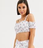 Peek & Beau Fuller Bust Exclusive Eco Off Shoulder Bandeau Bikini Top In Floral Polka D-f-multi