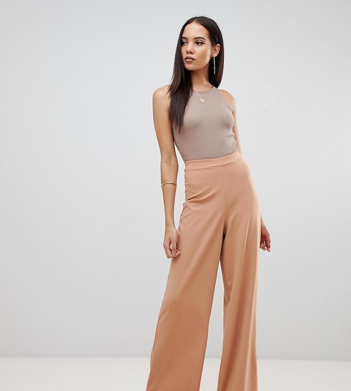 Missguided Tall Exclusive Tall Wide Leg Pants In Camel - Brown