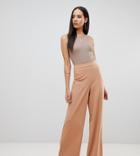Missguided Tall Exclusive Tall Wide Leg Pants In Camel - Brown