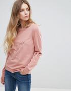Vila Embroidered Sweatshirt - Pink