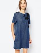 Sportmax Code Mini Denim Dress With Embroidery - 002 Midnight Blue