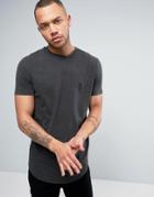 Religion Longline T-shirt With Elastic Patch Detail - Black