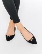 London Rebel North Bow Point Flat Shoes - Black