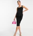 Missguided Maternity Slinky Maxi Dress With Square Neck In Black