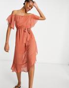River Island Bardot Maxi Dress In Rust-red