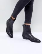 Mango Leather Cowboy Boot - Black