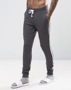 Asos Skinny Jogger In Washed Black With Side Stripe - Black