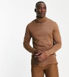 French Connection Tall Roll Neck Sweater In Camel-neutral