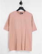 Asos Design Organic Blend Oversized T-shirt With Crew Neck In Tan-neutral