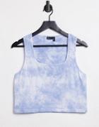 Asos Design Square Neck Tank In Blue Tie Dye - Part Of A Set-purple