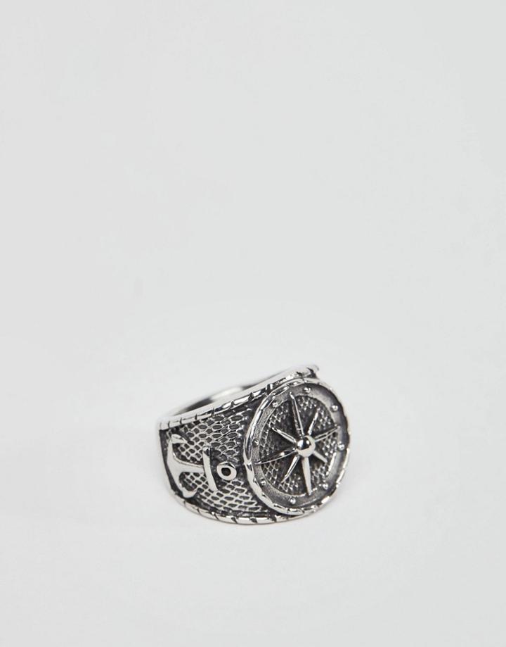 Seven London Compass Ring In Silver - Silver