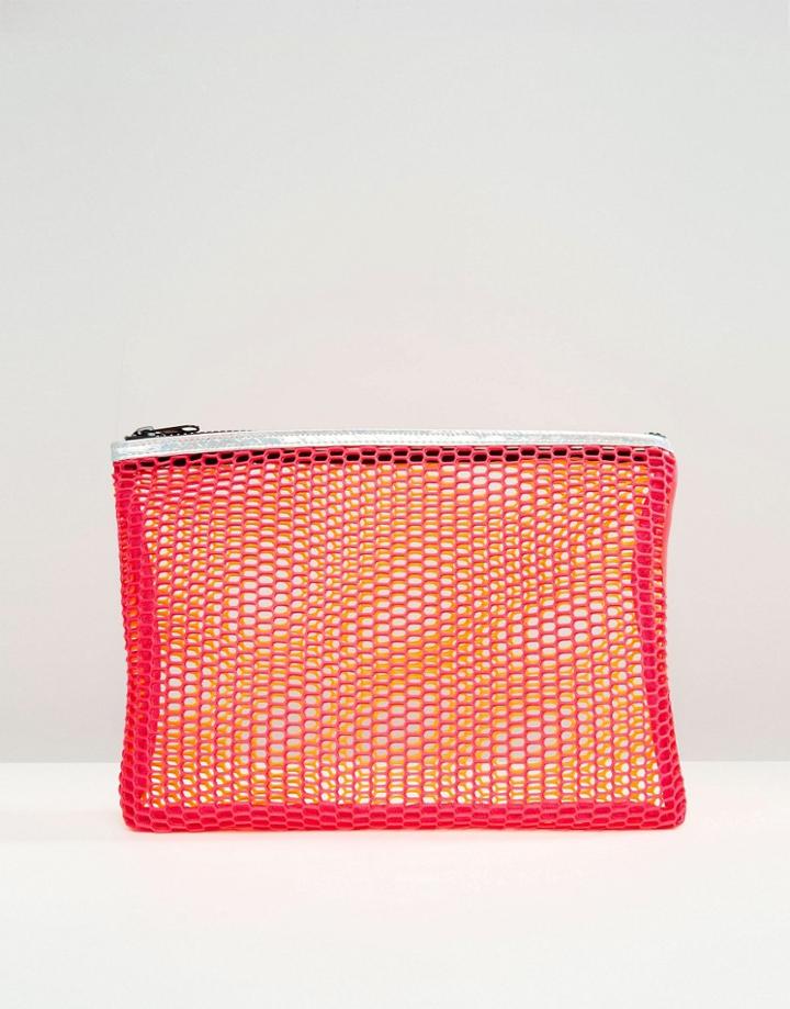 Asos Contrast Mesh Zip Top Bikini Bag - Multi