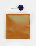 Gianni Feraud Plain Satin Pocket Square In Mustard-yellow