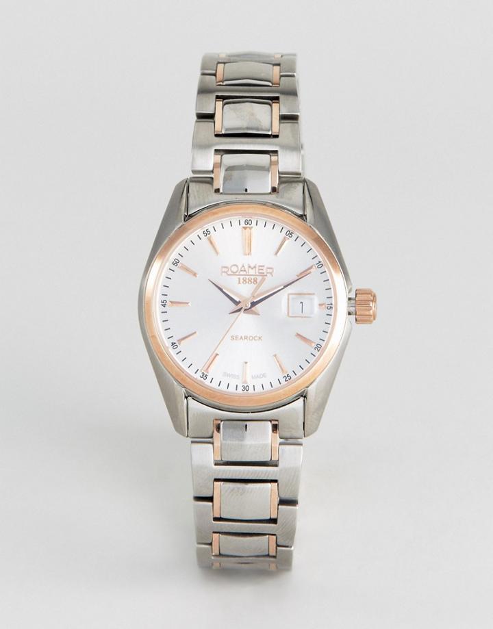 Roamer Watch With Rose Gold Detail Stainless Steel Bracelet - Silver
