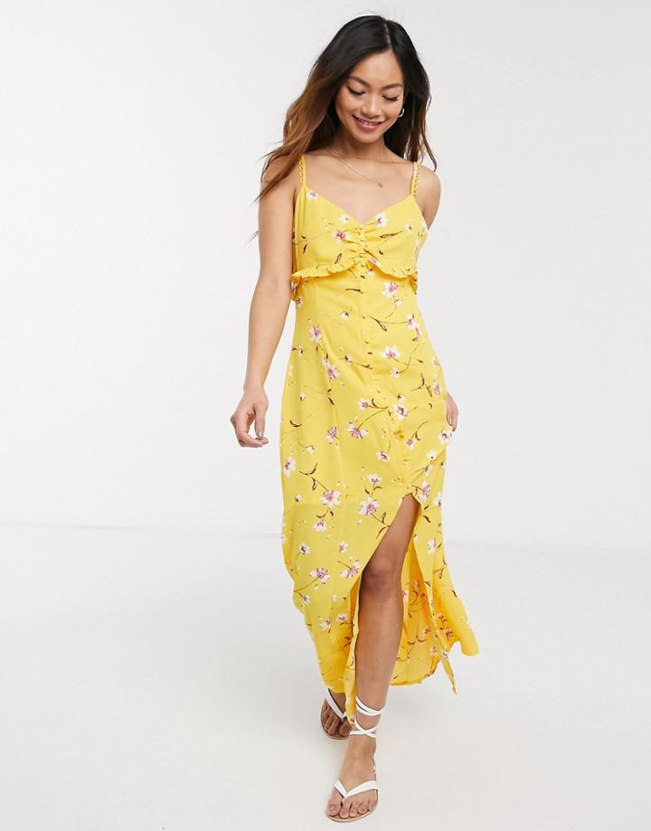 Gilli Wrap Front Maxi Dress In Bold Floral-yellow